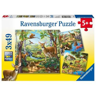 Puzzle Ravensburger Wald-/Zoo-/Haustiere 3 X 49 Teile