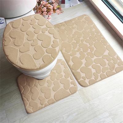 Home Mart Goods 3 Piece Beige Ultra Soft Thick Memory Foam Non-Slip Absorbent Bathroom Bath Mat Set