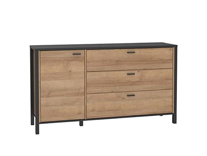 Newroom Sideboard Schwarz Eiche Kommode mit Türen für Wohnzimmer Flur