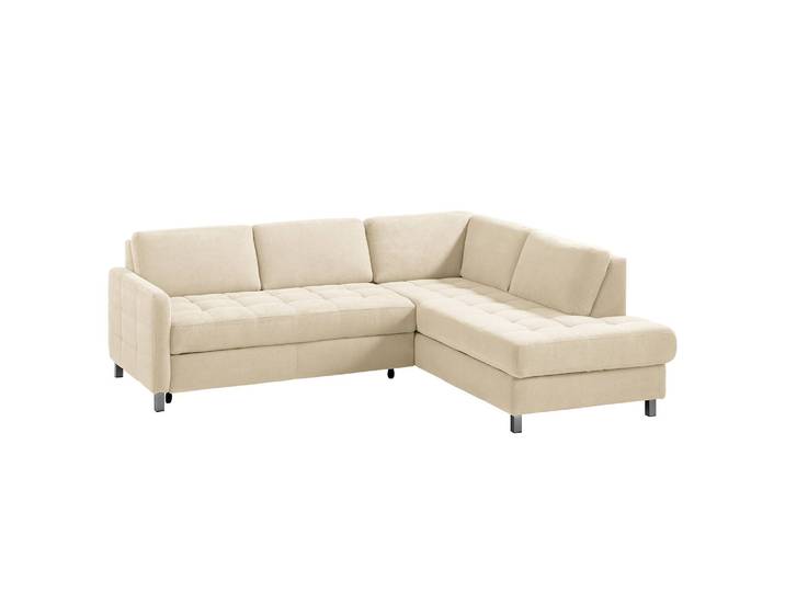 Ecksofa Tanete Webstoff Beige/Creme Webstoff 233 x 80 x 196cm Ottomane davorstehend rechts mit Schlaffunktion Modern