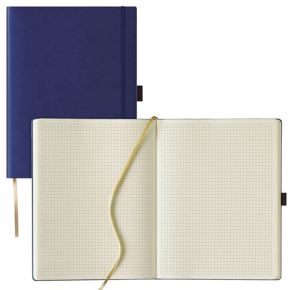 Lediberg Notizbuch ca. DIN A4 kariert, 240 Seiten mittelblau Q28 25-481