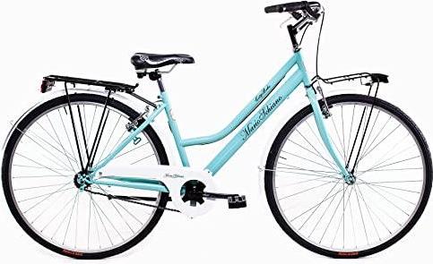 F.lli Schiano Mario Schiano City Bike 28" - Stadtrad, Damen, 28"-Räder, 1-Gang-Schaltung, Stahlrahmen, Mit Zubehör - Farbe Tiffany