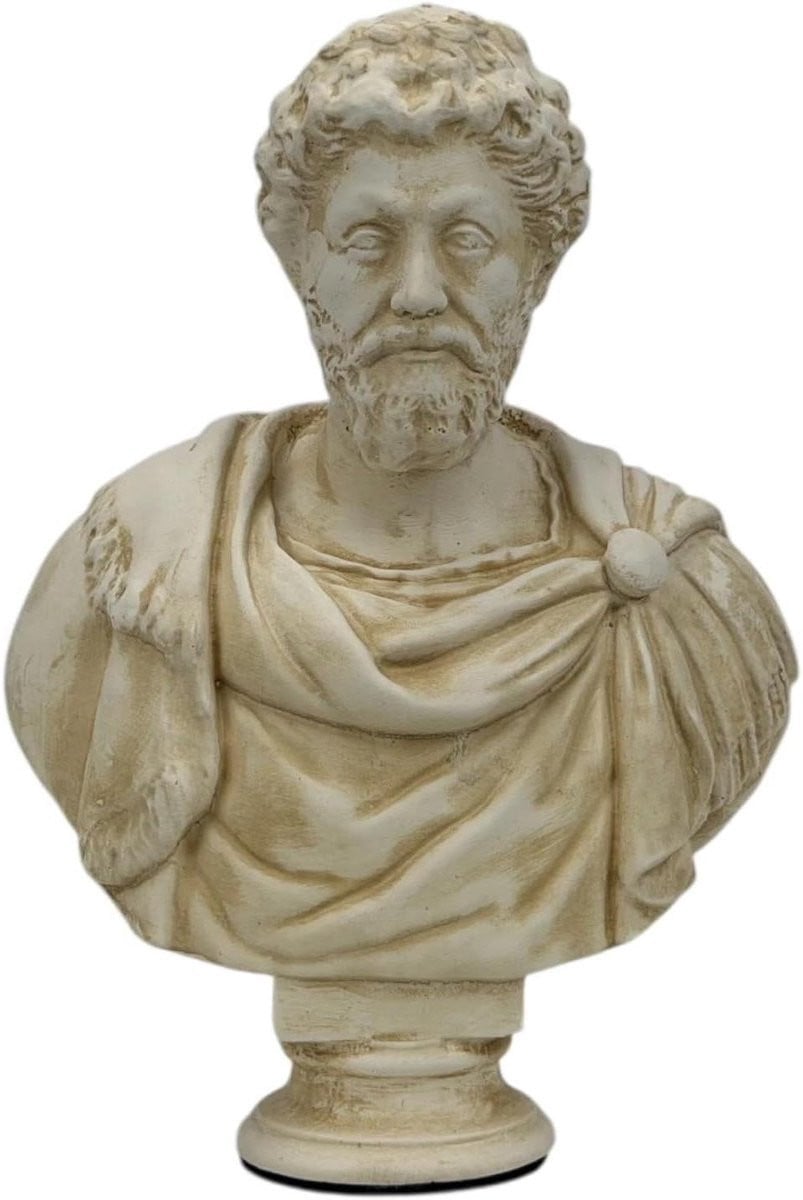 Marcus Aurelius Bust Romeinse Keizer Klassieke Decoratie Beige Hoogte: 18 cm