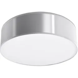 Deckenlampe PVC Stahl Lampen Wohnzimmer Decke grau Deckenlampe rund, Deckenspot rund, 2x E27, LxBxH: 35x35x12 cm