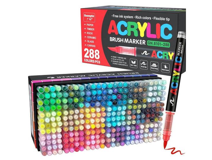 Acrylstifte Set 288 Farben, Mehrfarbig, Kunststoff, 14.7x16.7x33 cm, Dekoration, Malbedarf & Bastelbedarf