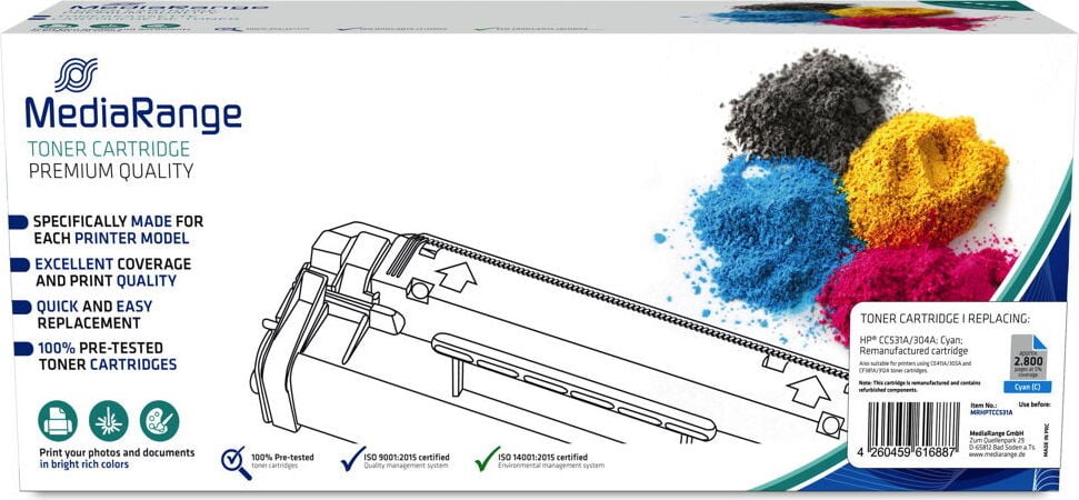 MediaRange MRHPTCC531A Toner voor HP CC531A/304A CE411X/305A CF381X/312A - Cyan
