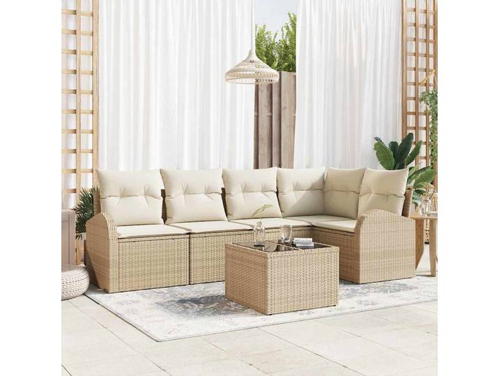 vidaXL Sofa Set mit Kissen Beige Polyester