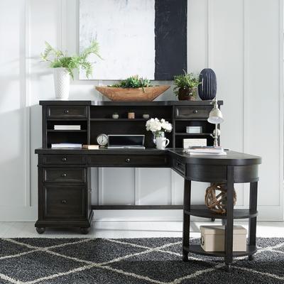 Liberty Furniture Harvest Home L Shaped Desk Set with Hutch Oak Wood