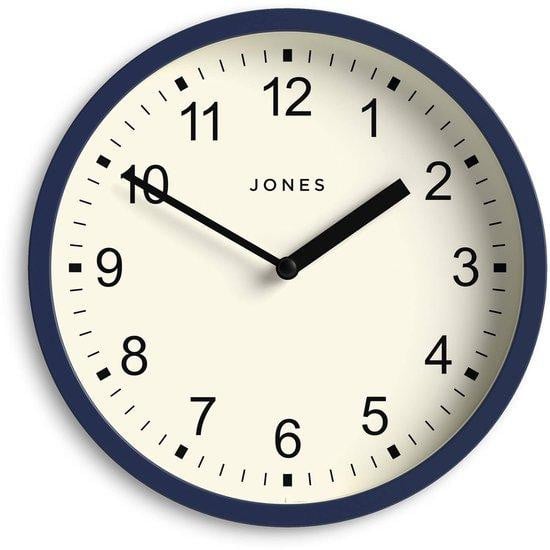 Jones Clocks Spin wandklok - Moderne ronde analoge klok - Donkerblauw - Diameter: 20 cm