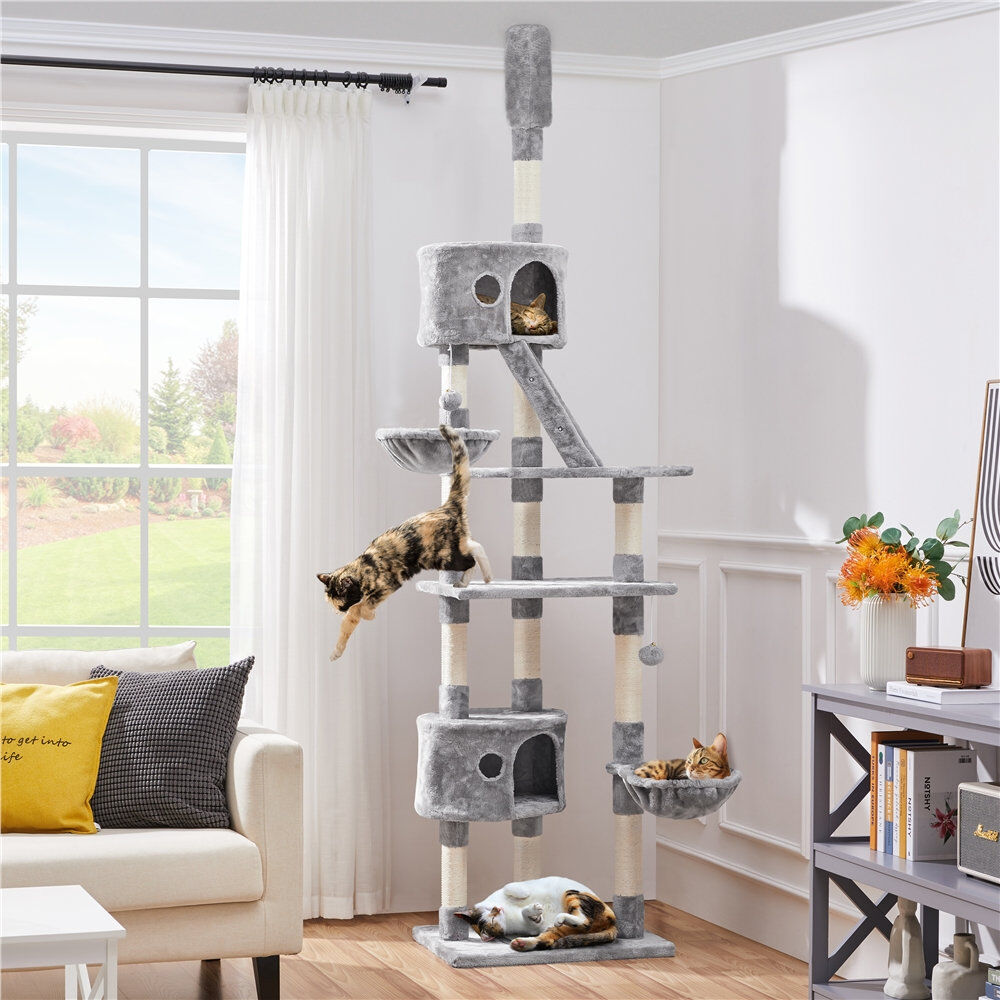 Yaheetech Large Adjustable Cat Tree Light Gray 255cm H X 60cm W X 45.5cm D
