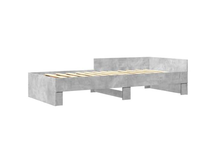 KTHLBRH Bettgestell mit Kopfteil, Zementgrau, 80 x 200 cm Technisches Holz, feste Latten, 140 kg Tragkraft, modernes Design, einfache Reinigung