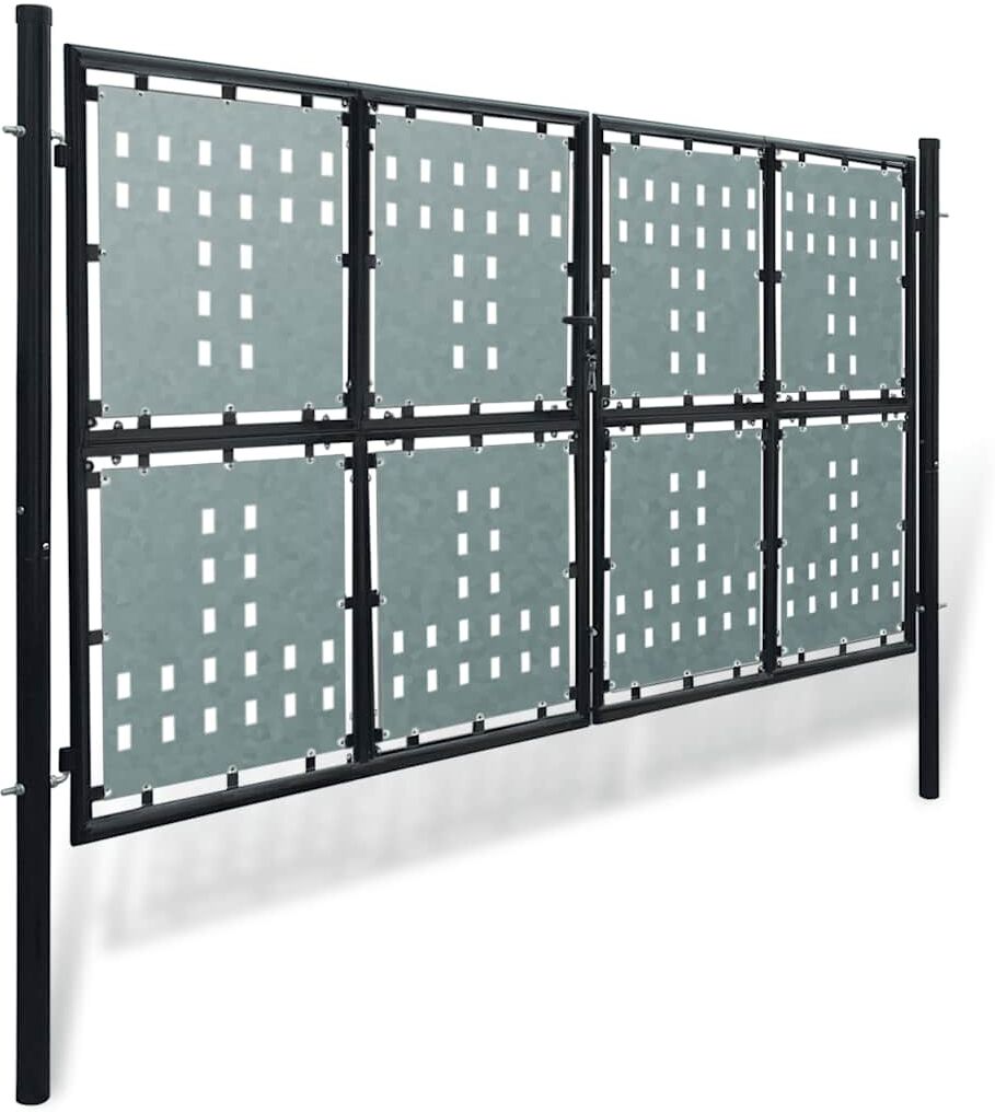 vidaXL Portail de clôture noir à une porte 300x150 cm