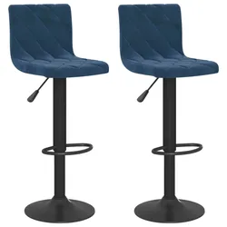 vidaXL Barhocker 2 Stk. Blau Samt