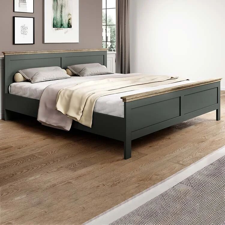 garneroarredamenti Letto 160x200cm matrimoniale moderno verde quercia Texel