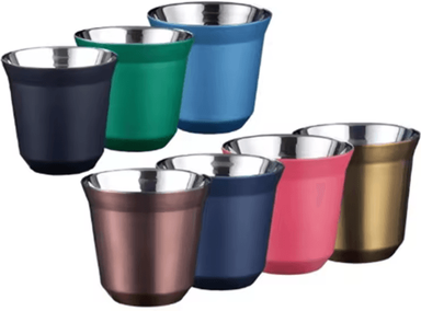 Inspire Curations 80ML Stainless Steel Espresso Cups Double Wall Insulated Mini Coffee Mugs silver