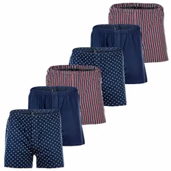 YOURBASICS Herren Jersey-Boxershorts, 6er Pack - Cotton, Eingriff mit Knopf, Muster, Multipack BlauMix / 2XL