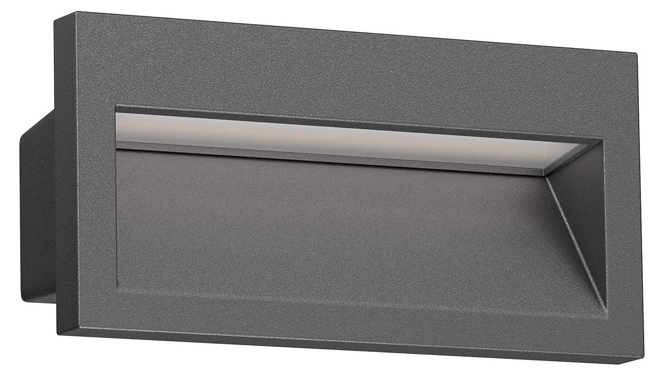LEDs Com LED inbouwspot voor wand en buiten, IP54, antraciet mat, koelwit, 140 x 70 mm