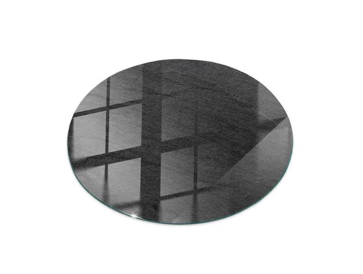 Tulup Glasplatte Ø70 Natürliche Steinstruktur, Schwarz, Glas, Rund, 70x70x0.4 cm, Esszimmer, Esstische, Tischsysteme