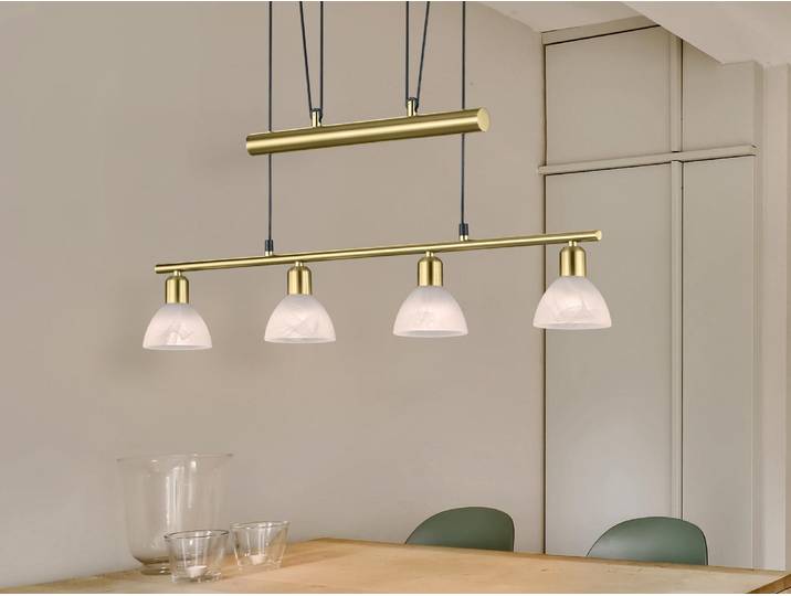Trio Levisto Pendelleuchte Metall/Glas Alabasterfarbig Höhenverstellbar