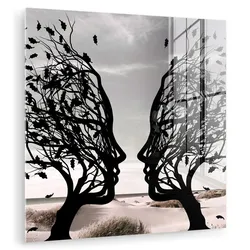 ACRYLGLASBILD Strand - Meer - Menschen - Baum - Moderne Kunst 50x50 cm