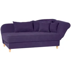 RECAMIERE mit Armteil rechts klappbar Katia Bezug Veloursstoff Buche natur / violett