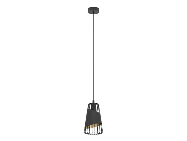 Eglo Suspension Austell\, lampe suspendue 1 flamme style industriel vintage suspension en acier et textile noir et or\, lampe de table à manger\, lampe de salon suspendue avec douille E27\, Ø 16\,5 cm