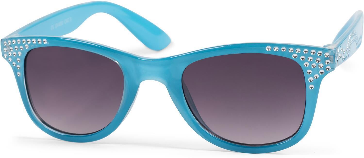 Wayfarer STYLEBREAKER "Mädchen Nerd Sonnenbrille mit Strass", Mädchen, grau (gestell blau, glas grau verlauf), Modisch, Sonnenbrillen Wayfarer