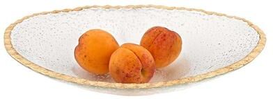 Badash Crystal Product "Hand Decorated Gold Leaf Edge Oval 12 x 8"" Glass Serving Bowl"