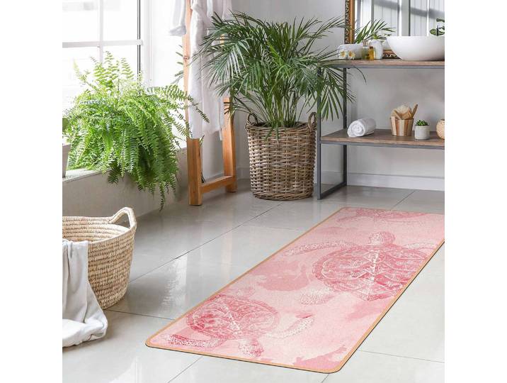 Läufer/Yogamatte Drei Schildkröten 183 x 61cm Pink/Pink