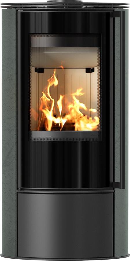 Kaminofen aus Stahl KRATKI ERIK Ø 150 5,5 kW dekorative Keramiken SERPENTINO