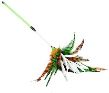 Uplift Essentials Spiral Feather Teaser Wand Flexible Interactive Pounce & Chase Toy green