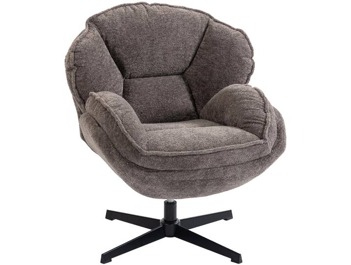 HOMCOM Ohrensessel Drehbarer Loungesessel mit Samtoptik, Metallbeine