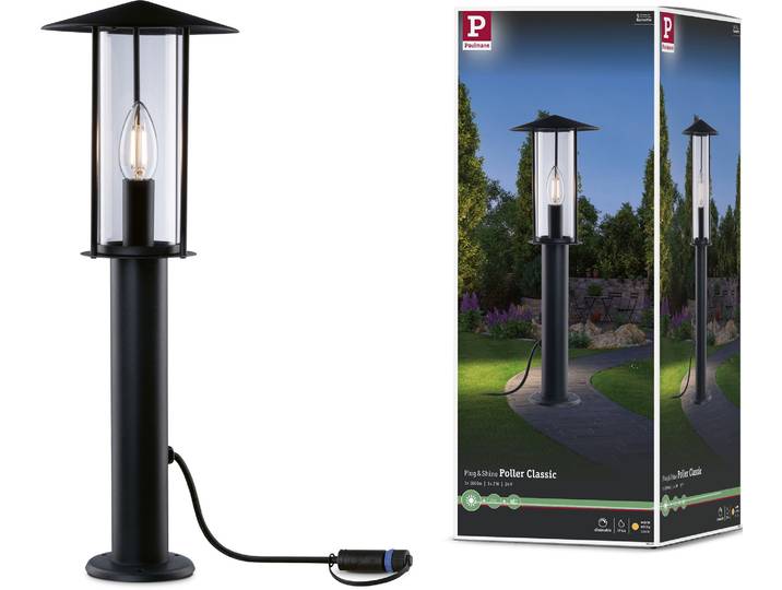 LED Gartenleuchte PAULMANN Poller , grau (anthrazit), H:50cm Ø:17cm, Leuchten, LED Gartenleuchte, E14, IP44 2W 24V Anthrazit E14