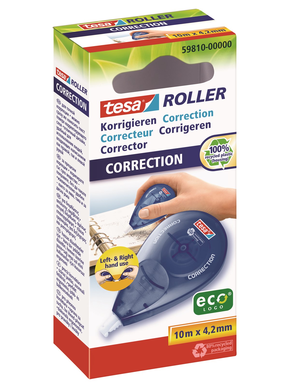 tesa ecoLogo Weißer Einweg-Korrekturroller