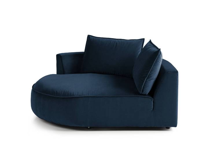 Modulottomane Blau/Dunkelblau Samt Shyla 126 x 154cm Ausrichtung links Modern