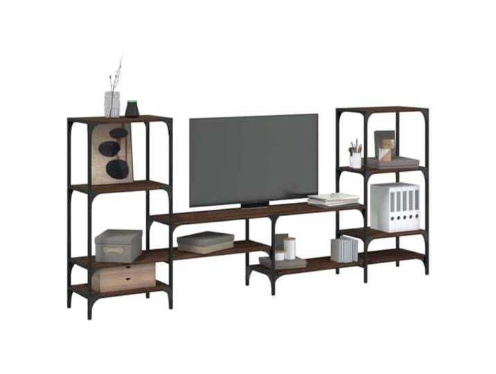 HEFZGDB TV-Schrank Braun Eichen-Optik 206,5x28,5x95 cm Holzwerkstoff mit Regal und Wandhalterung für Stauraum