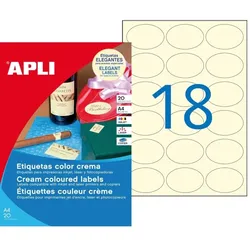 Apli agipa Universal-Etiketten oval, 63,5 x 42,3 mm, creme