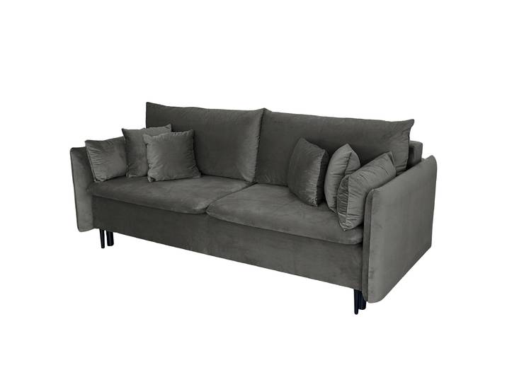 Schlafsofa Kniya Grau Samt Ravi 220 x 96 x 102cm Modern
