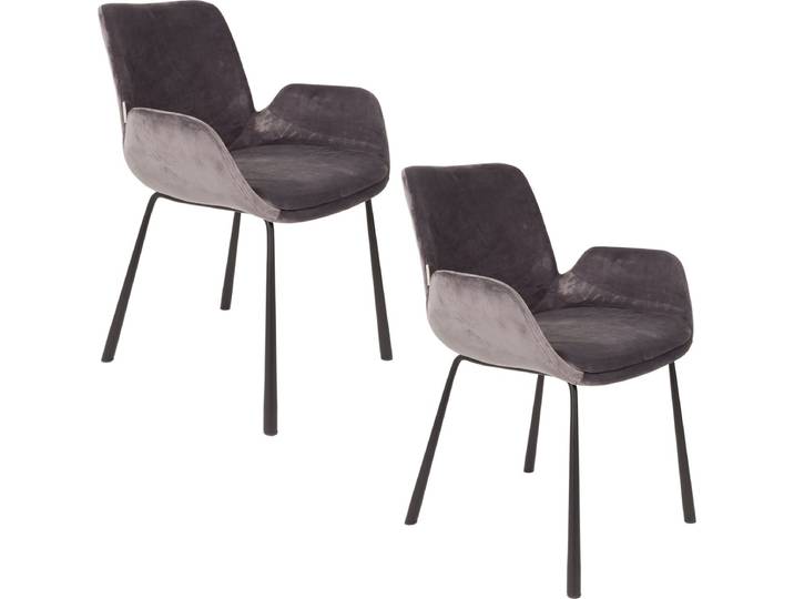 Zuiver Brit Eetkamerstoelen Armleuning Donkergrijs - Set van 2