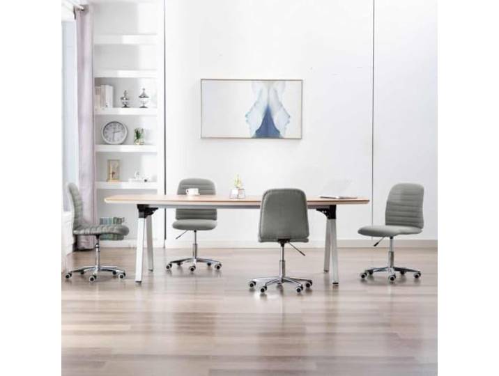 Esszimmerstühle, 4 Stück, hellgrau, Stoff, verstellbar, drehbar Stoff und Pappelholz, stabile Eisenbasis, leichtgängige Rollen, Belastung 110 kg pro Sitz, Küche und Esszimmer