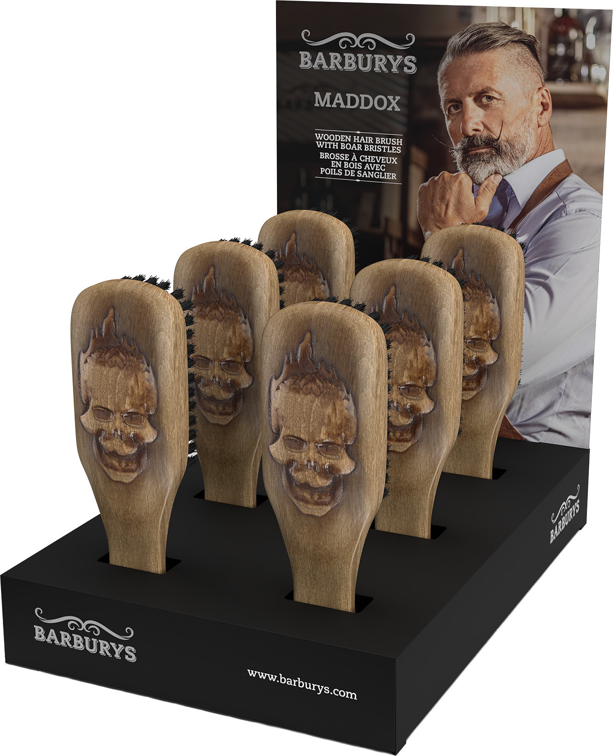 Barburys Barbierbürste Maddox 6er-Display SN-P005184