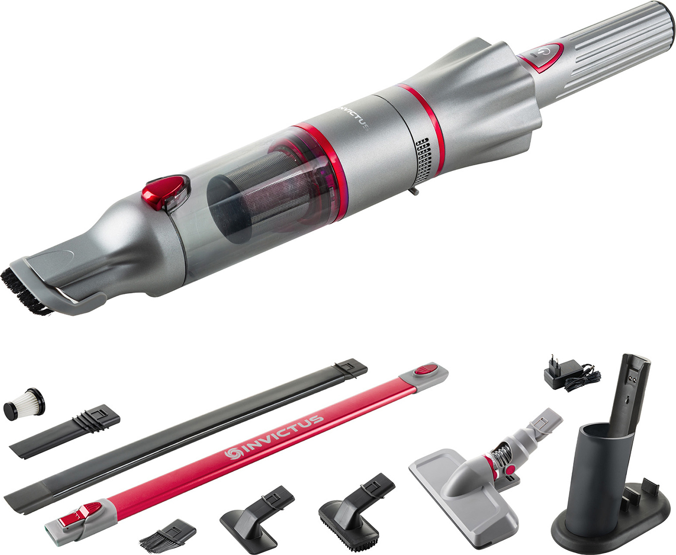 INVICTUS ONE 2.0 Hand- und Bodenstaubsauger | Set 15-tlg. : Rot