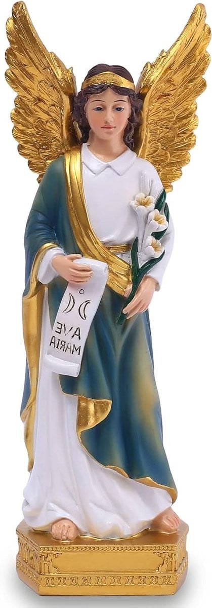 Beeld van de Aartsengel Gabriël, Resin religieus decoratiebeeld, Hoogte: 20,3 cm