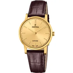 Festina F20017/2 Damenuhr Braun/Goldfarben mit Lederband