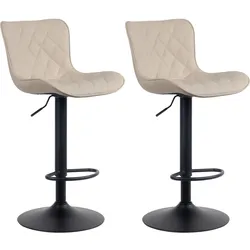 CLP 2er Set Barhocker Emma - Höhenverstellbare Barstühle - 360° Drehstühle Mit Rückenlehne Für Küche Und Bistro