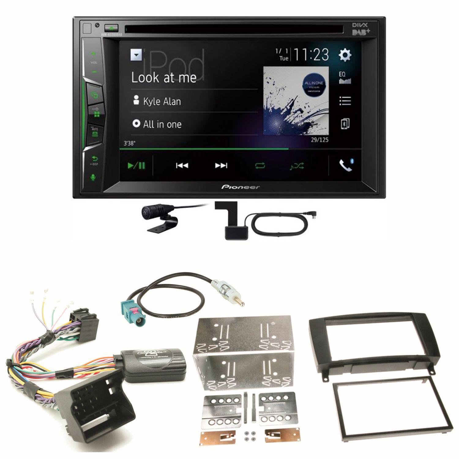 Pioneer AVH-A3200DAB Bluetooth DAB CD Einbauset für Mercedes CLK W209 Facelift
