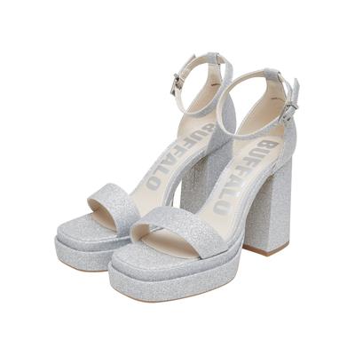 High-Heel-Pumps BUFFALO "Buffalo Buffalo May Neat - Vega Glitter", Damen, Gr. 39, silber, Polyurethan, unifarben, Schuhe