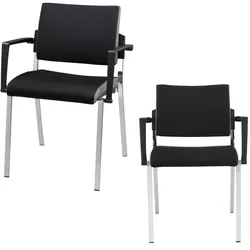 bümö Konferenzstühle mit Armlehnen, Vollpolster im 2er Set - Ergonomischer Konferenzstuhl stapelbar, Besucherstuhl für Besprechung & Konferenzraum,