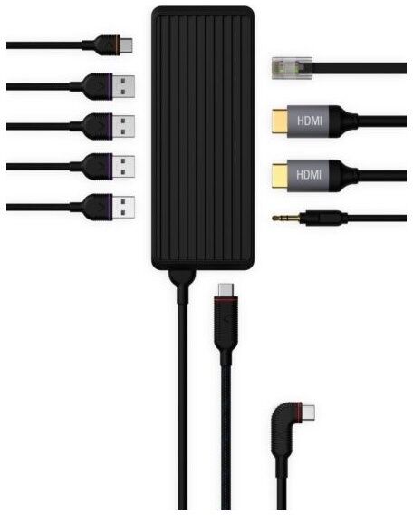 Unisynk Usb-C Hub (10 Port), Sort