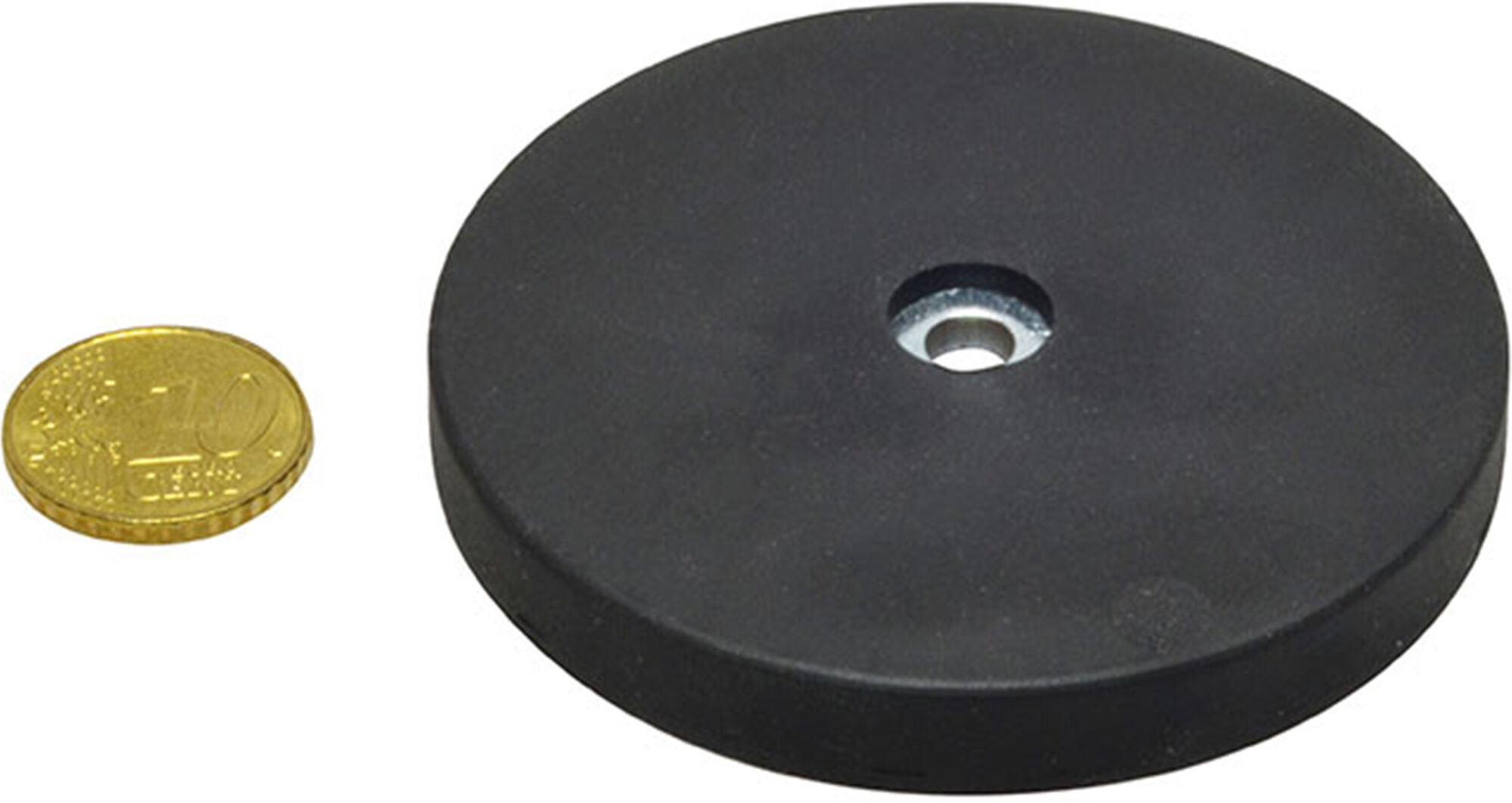 SPRINTIS 5 Unités - Aimants caoutchoutés avec alésage de cylindre 66 mm   25,6 kg, néodyme, caoutchouc, acier, noir